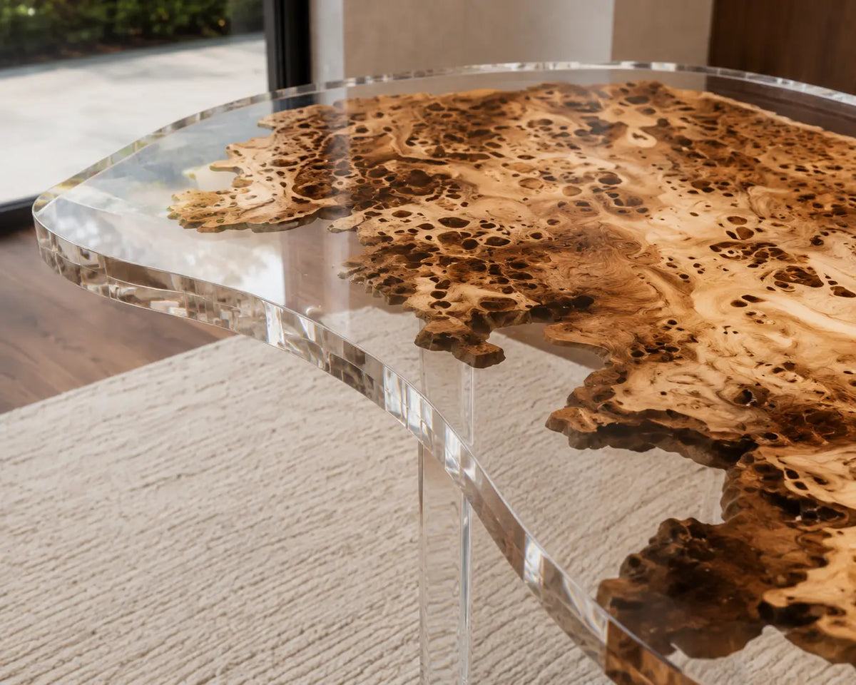Burl Constellation Crystal Clear Epoxy Poplar Office Desk OD28