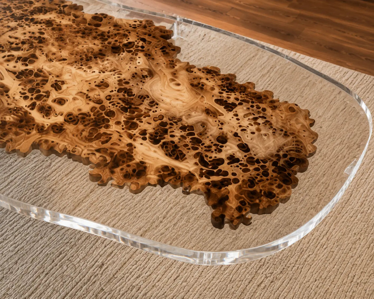 Burl Constellation Crystal Clear Epoxy Poplar Office Desk OD28