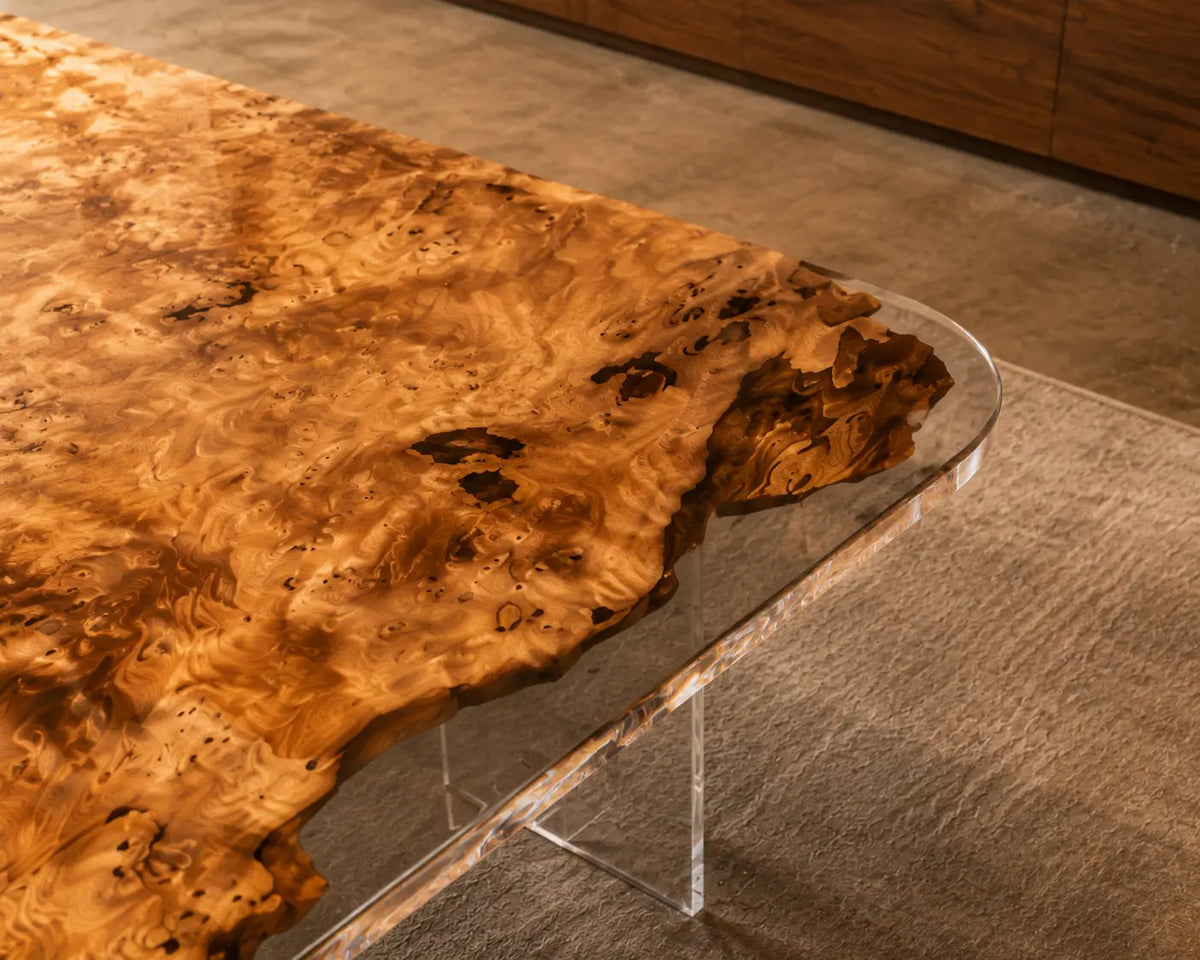 Amber Shoal Crystal Clear with Warm Wood Glow Epoxy Poplar Office Desk OD29