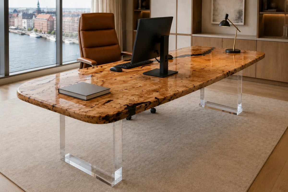 Crystal Coast crystal clear epoxy poplar office desk OD30