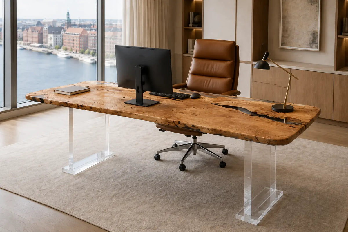 Crystal Coast Crystal Clear Epoxy Poplar Office Desk OD30