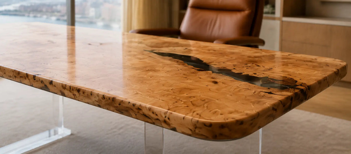 Crystal Coast Crystal Clear Epoxy Poplar Office Desk OD30