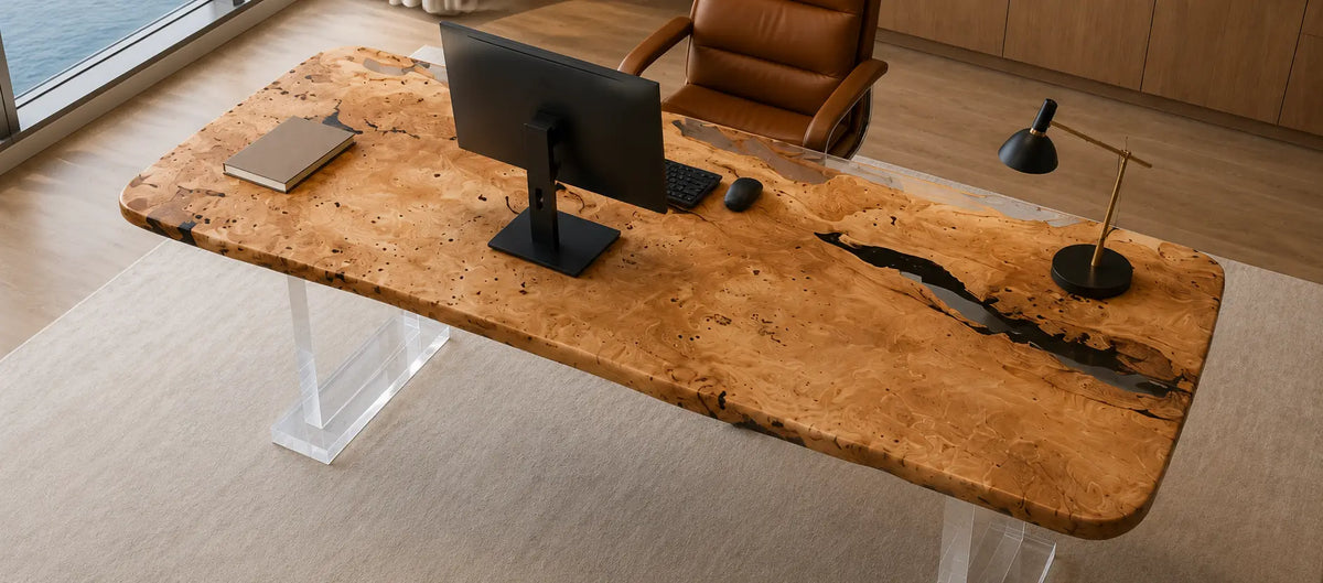 Crystal Coast Crystal Clear Epoxy Poplar Office Desk OD30