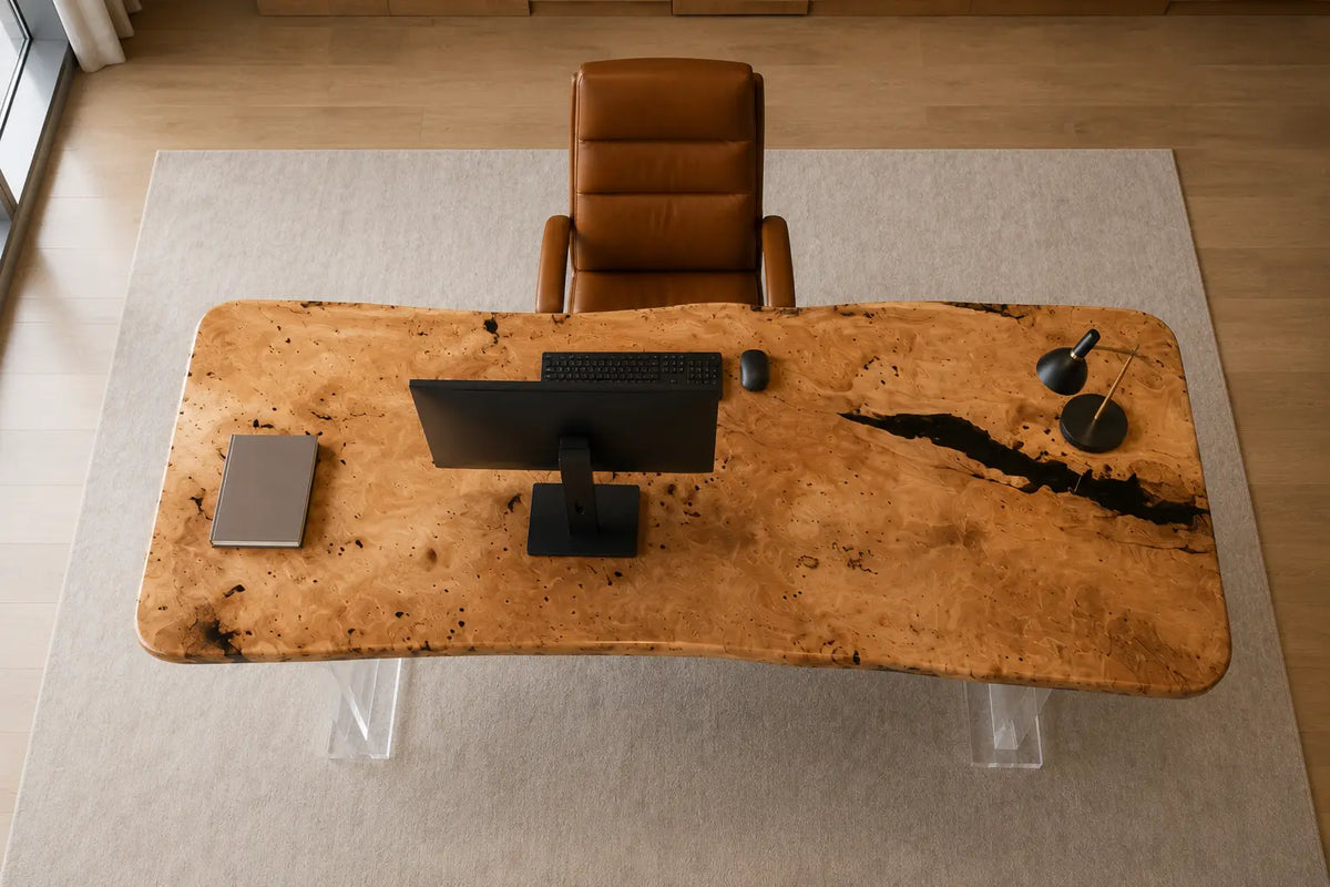 Crystal Coast Crystal Clear Epoxy Poplar Office Desk OD30