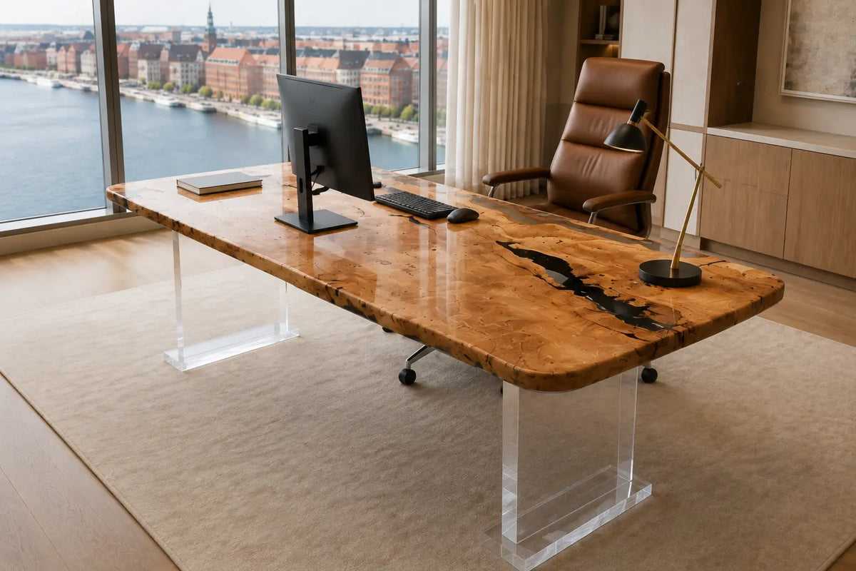 Crystal Coast Crystal Clear Epoxy Poplar Office Desk OD30