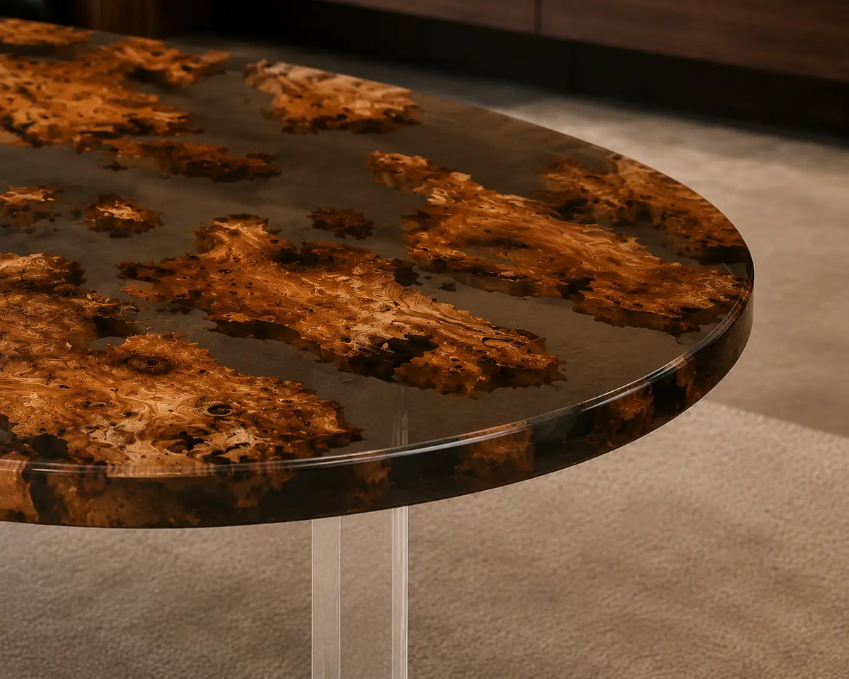 Smoke Archipelago Smoky Transparent Gray Epoxy Cedar Burl Office Desk OD46