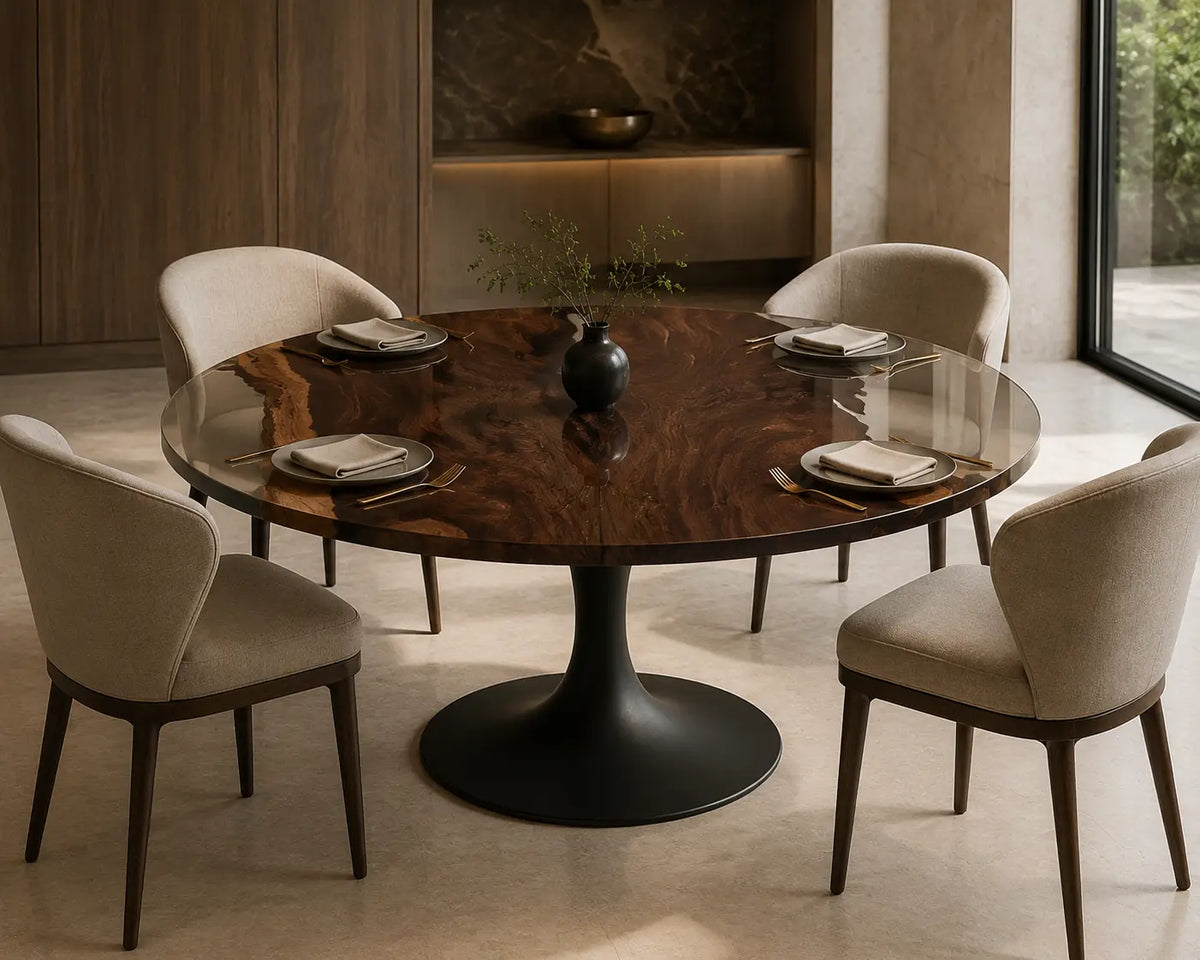 Crystal Halo Clear Epoxy Walnut Round Dining Table – RT01