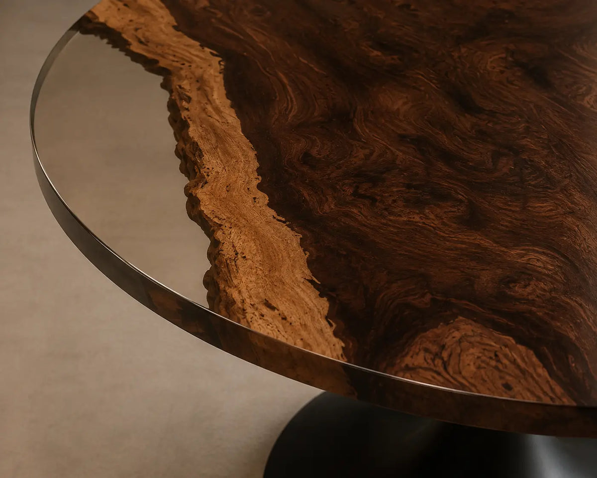 Crystal Halo Clear Epoxy Walnut Round Dining Table RT01