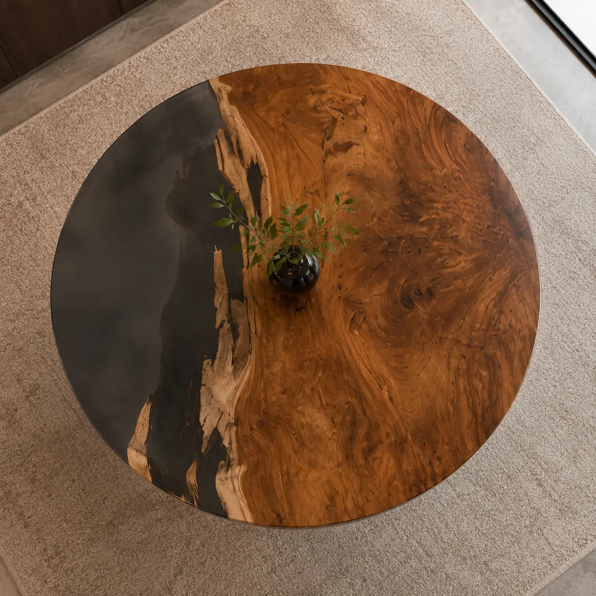 Clear Horizon Live Edge Walnut Round Dining Table – RT13