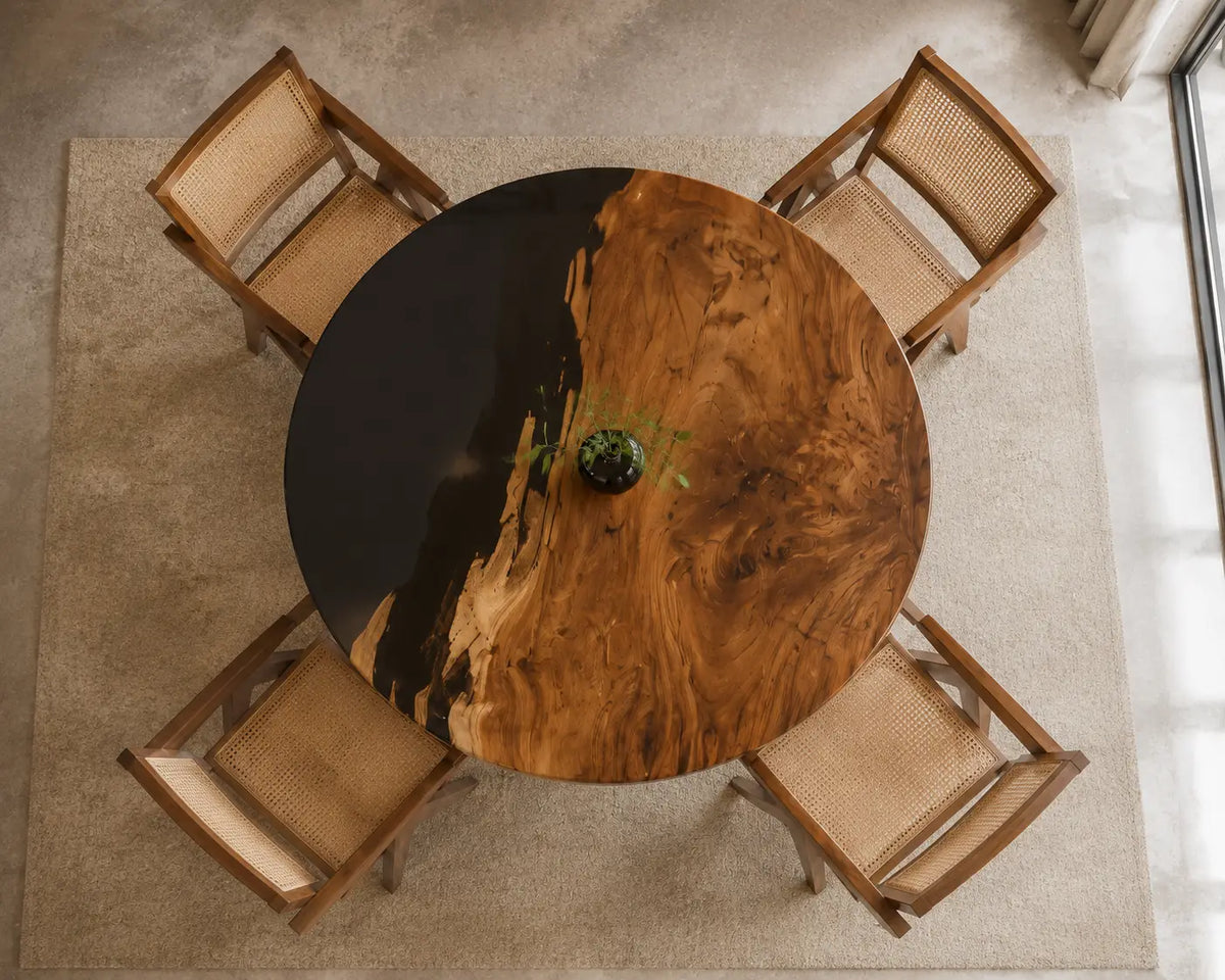 Clear Horizon Live Edge Walnut Round Dining Table RT13