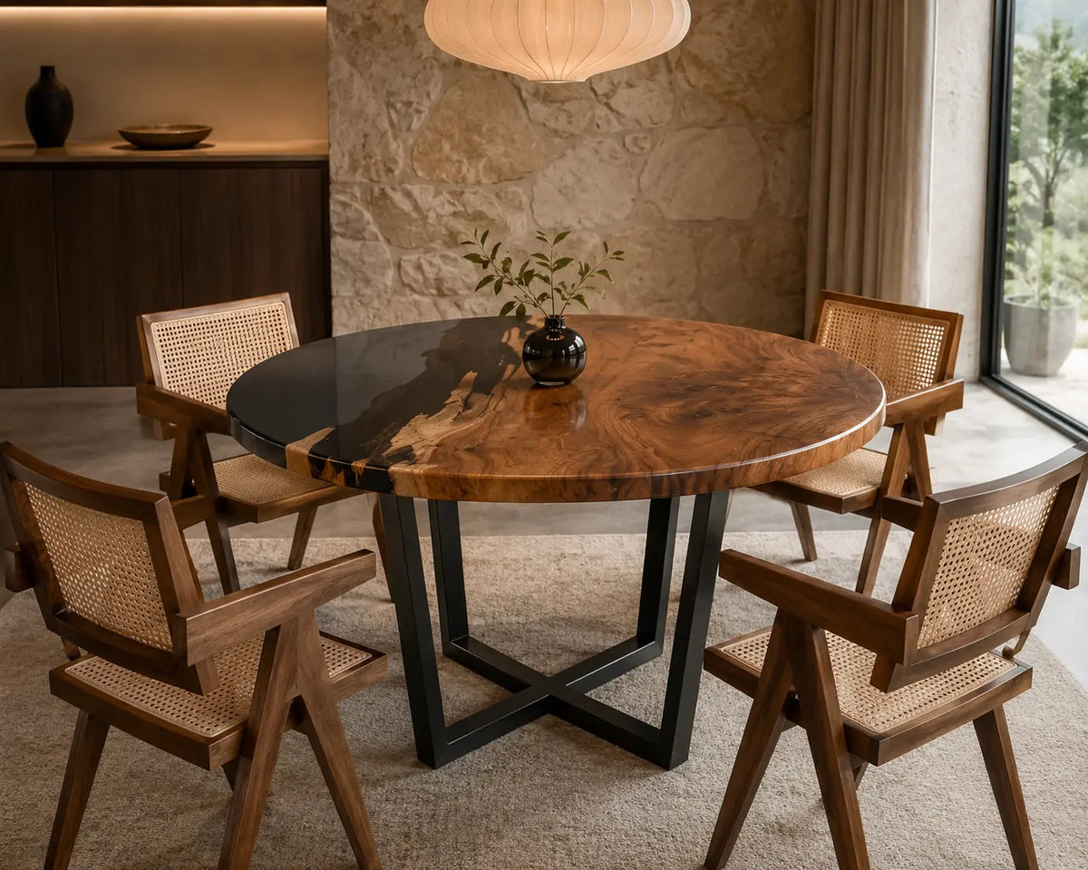 Clear Horizon Live Edge Walnut Round Dining Table RT13