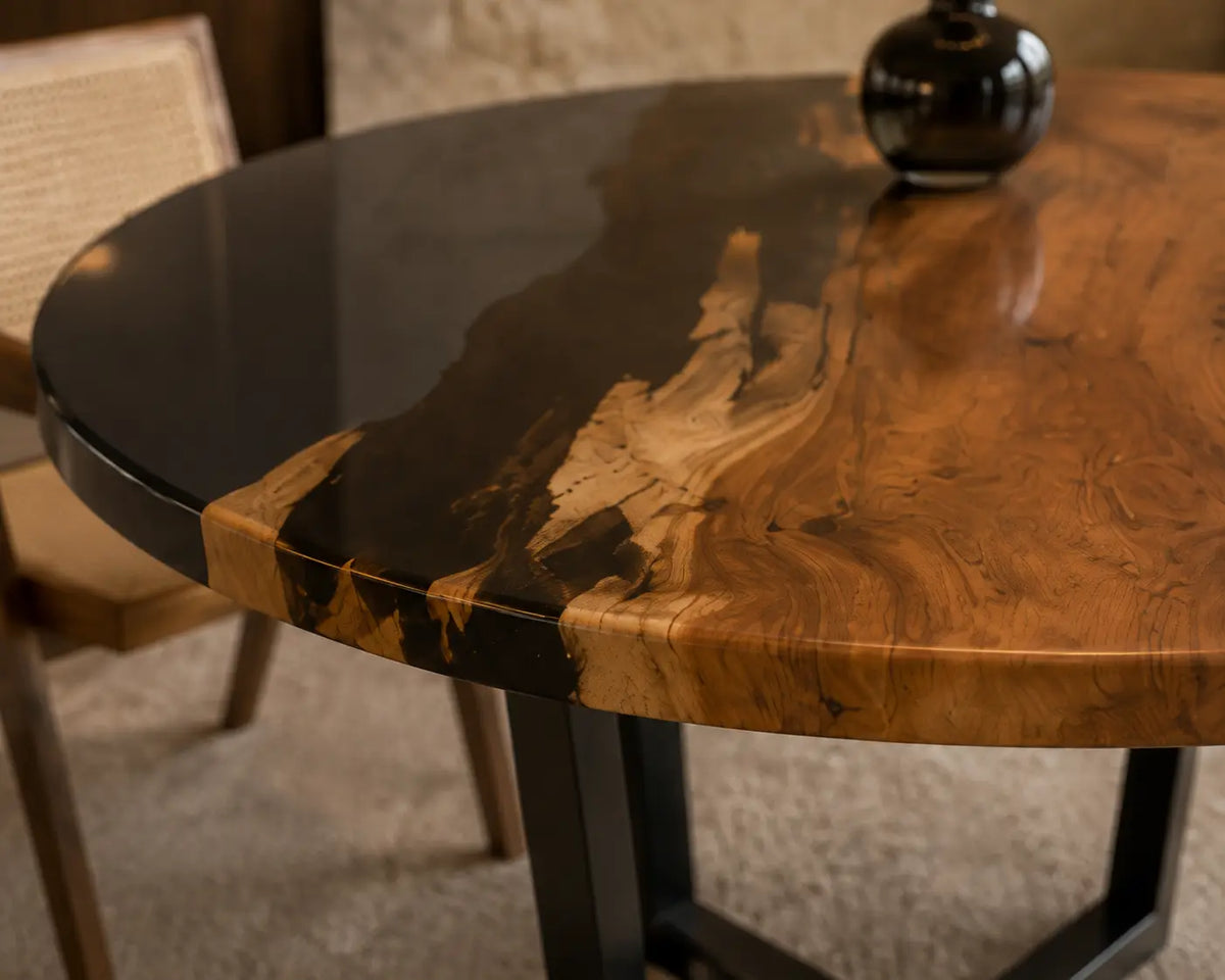 Clear Horizon Live Edge Walnut Round Dining Table RT13