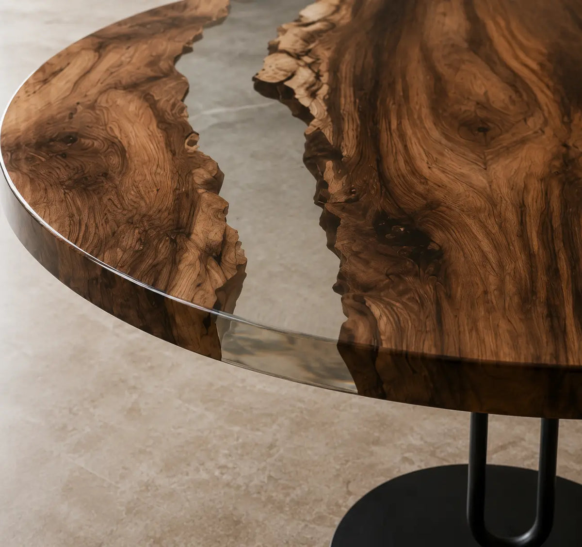 Crystal Passage Clear Epoxy Walnut Round Dining Table RT15