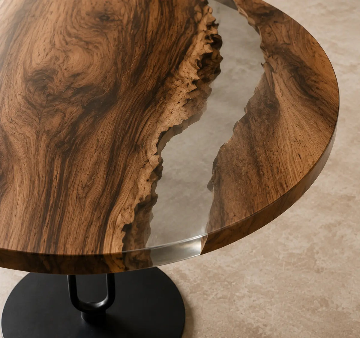 Crystal Passage Clear Epoxy Walnut Round Dining Table RT15