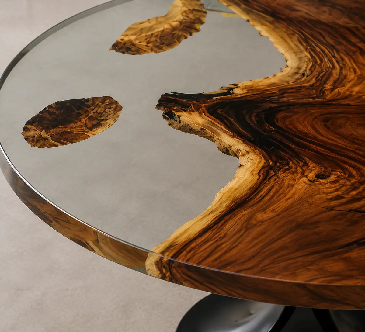 Natural Arc Clear Epoxy Walnut Round Dining Table RT20