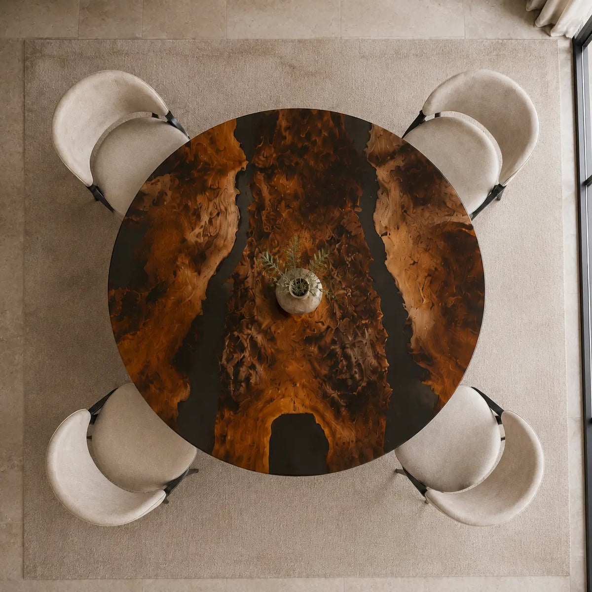 Nocturne Archipelago Black Epoxy Poplar Round Table – RT36