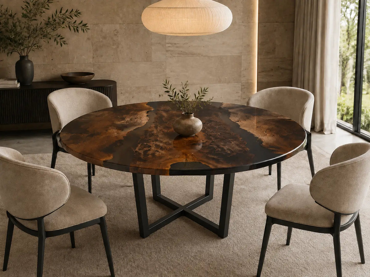 Nocturne Archipelago Black Epoxy Poplar Round Table RT36