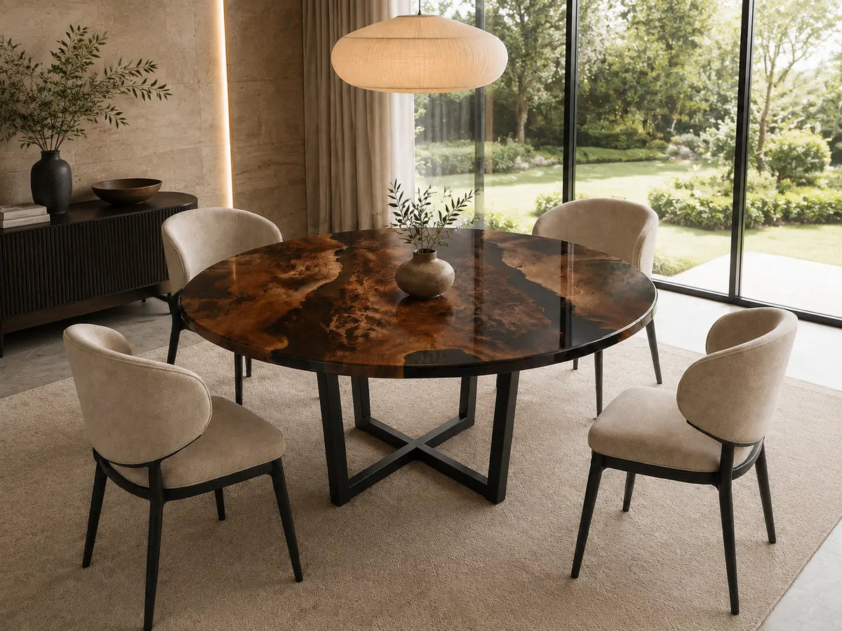 Nocturne Archipelago Black Epoxy Poplar Round Table RT36