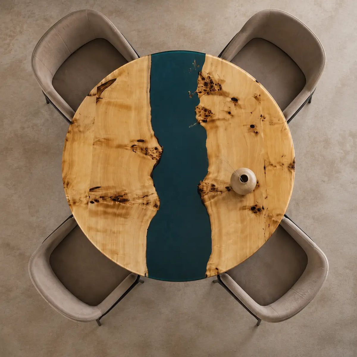 Teal Passage Epoxy Poplar Round Dining Table – RT37