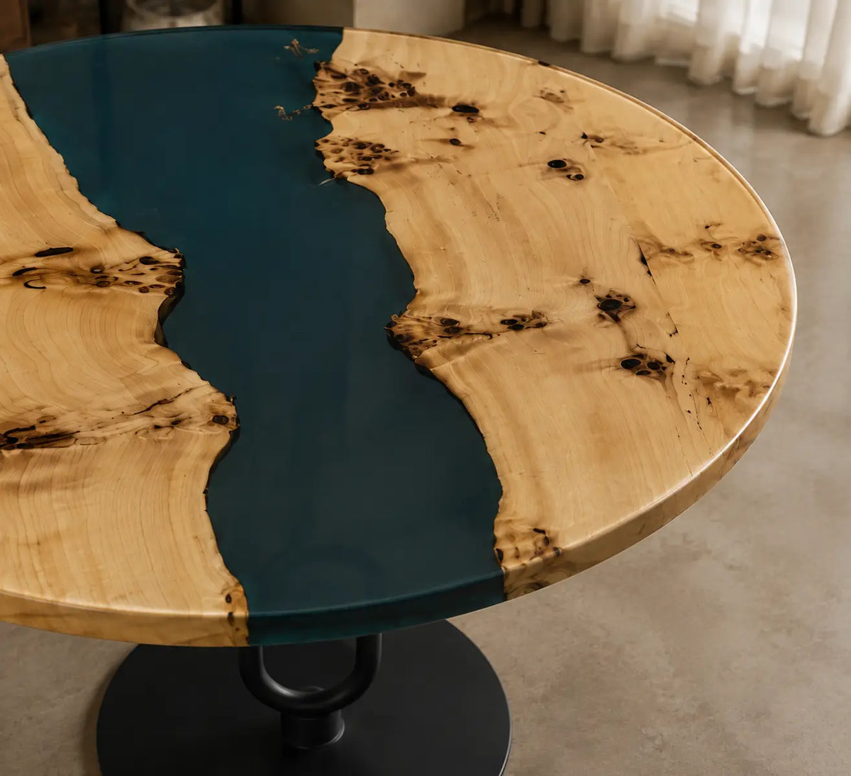 Teal Passage Epoxy Poplar Round Dining Table RT37