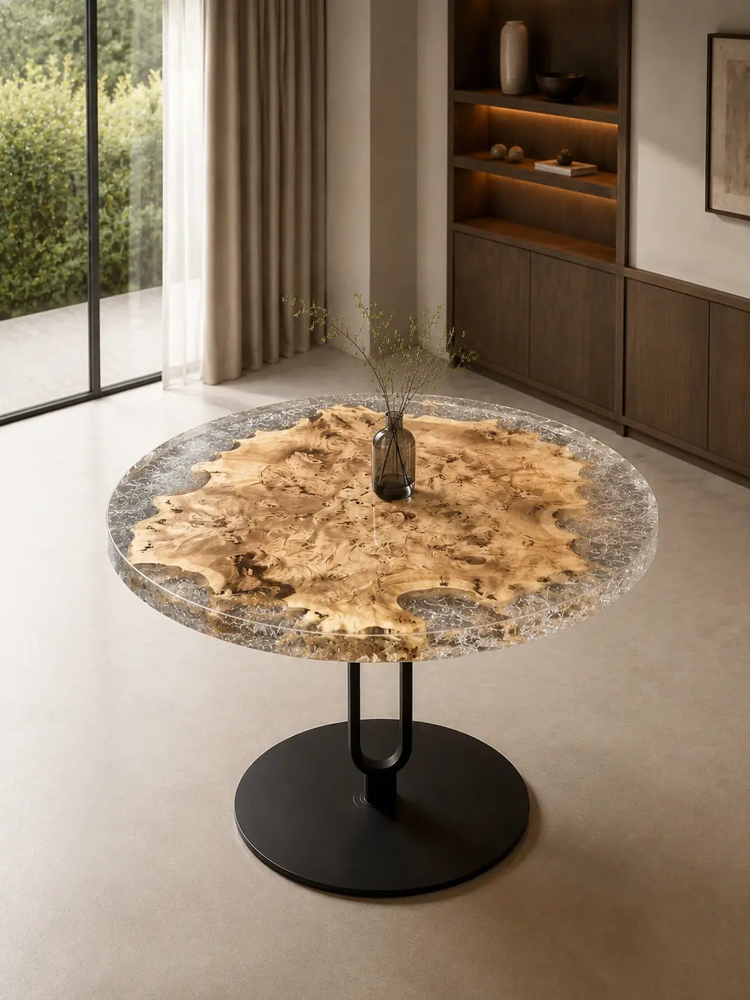 Luminous Burl Clear Epoxy Poplar Round Dining Table RT39