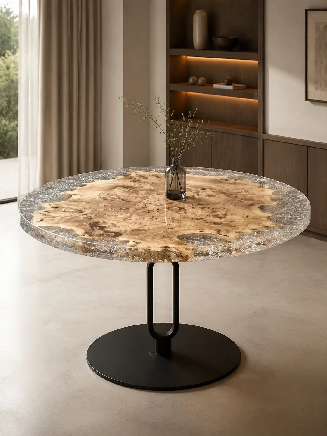 Luminous Burl Clear Epoxy Poplar Round Dining Table RT39