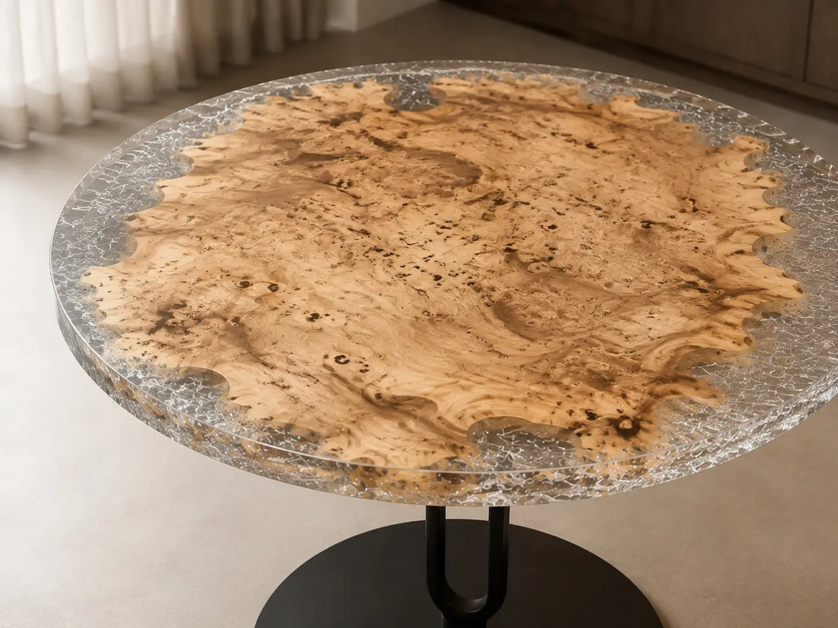 Luminous Burl Clear Epoxy Poplar Round Dining Table RT39