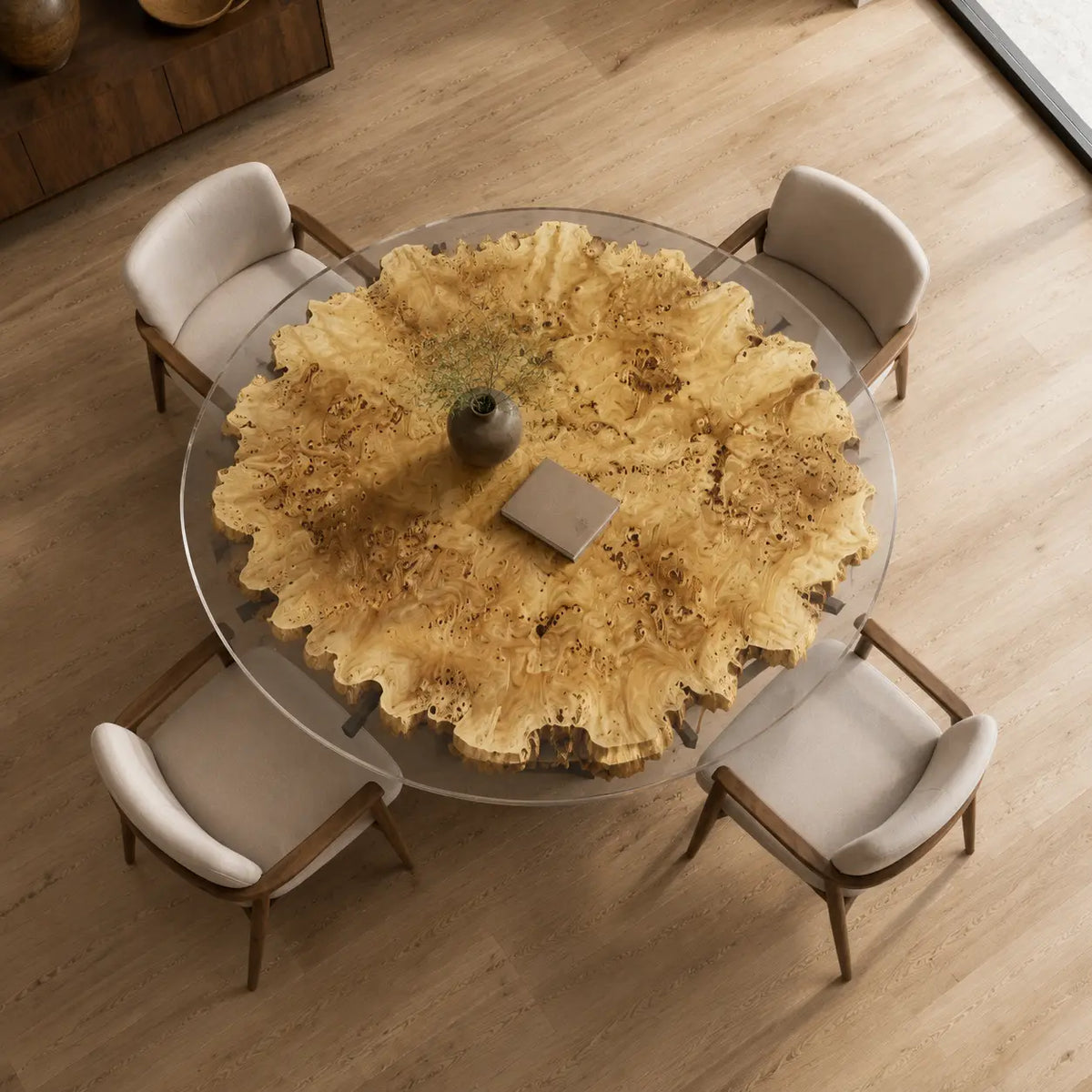 Golden Canopy Clear Epoxy Poplar Round Dining Table – RT40