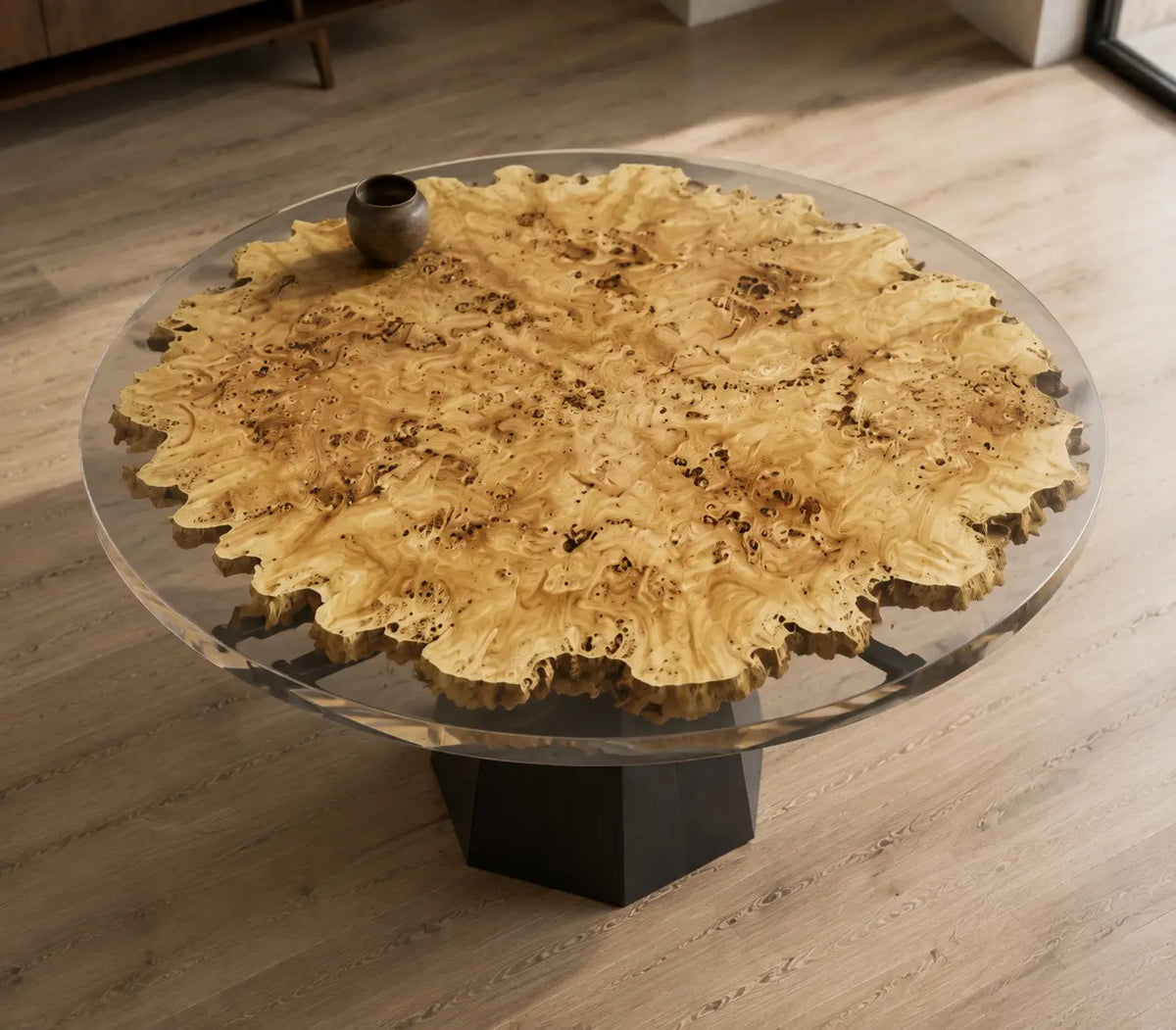 Golden Canopy Clear Epoxy Poplar Round Dining Table RT40