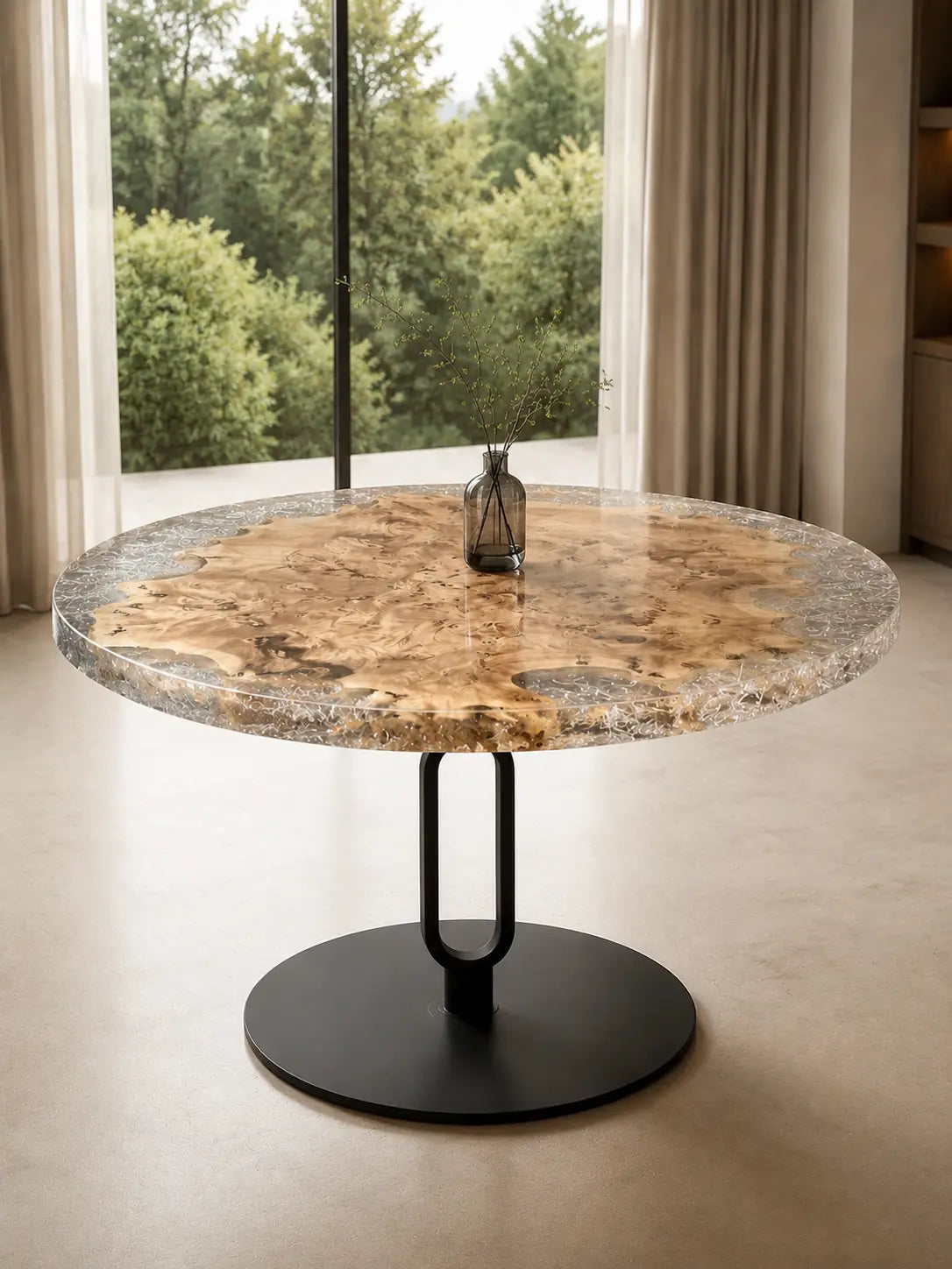Golden Canopy Clear Epoxy Poplar Round Dining Table RT40