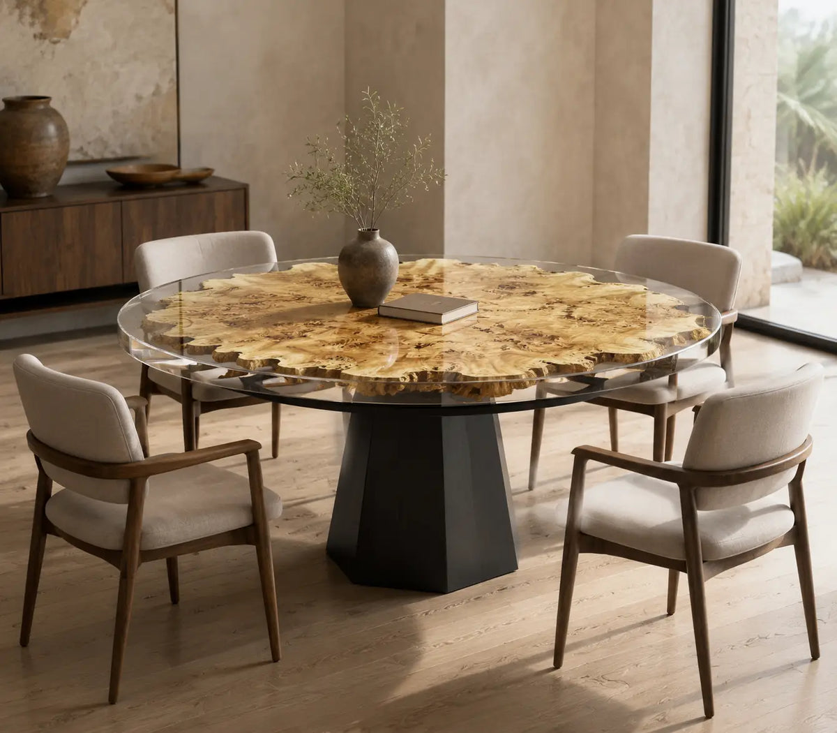 Golden Canopy Clear Epoxy Poplar Round Dining Table RT40