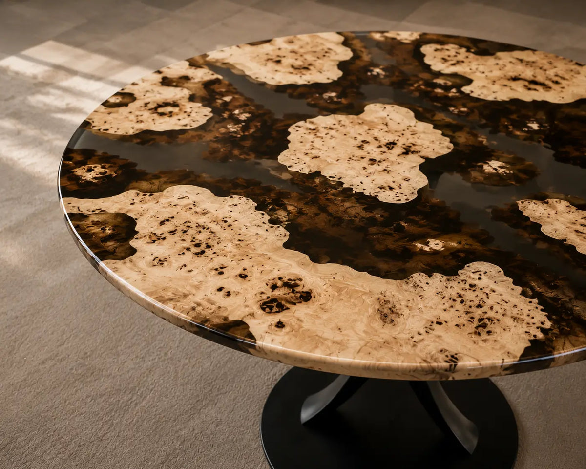 Moonlit Isles Smoky Epoxy Poplar Round Dining Table RT42