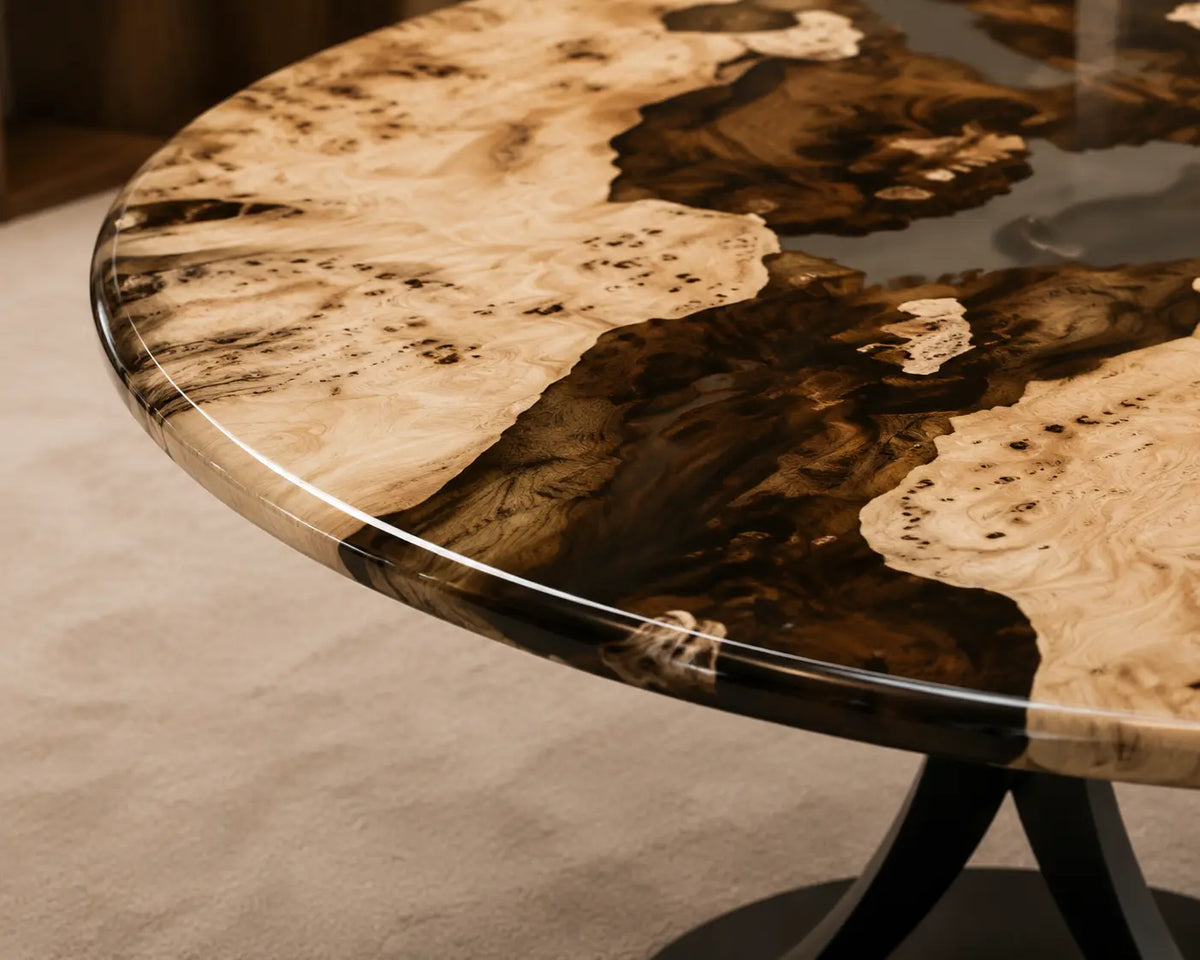 Moonlit Isles Smoky Epoxy Poplar Round Dining Table RT42