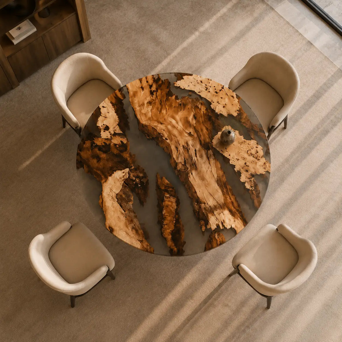 Mist Archipelago Epoxy Poplar Round Dining Table – RT43