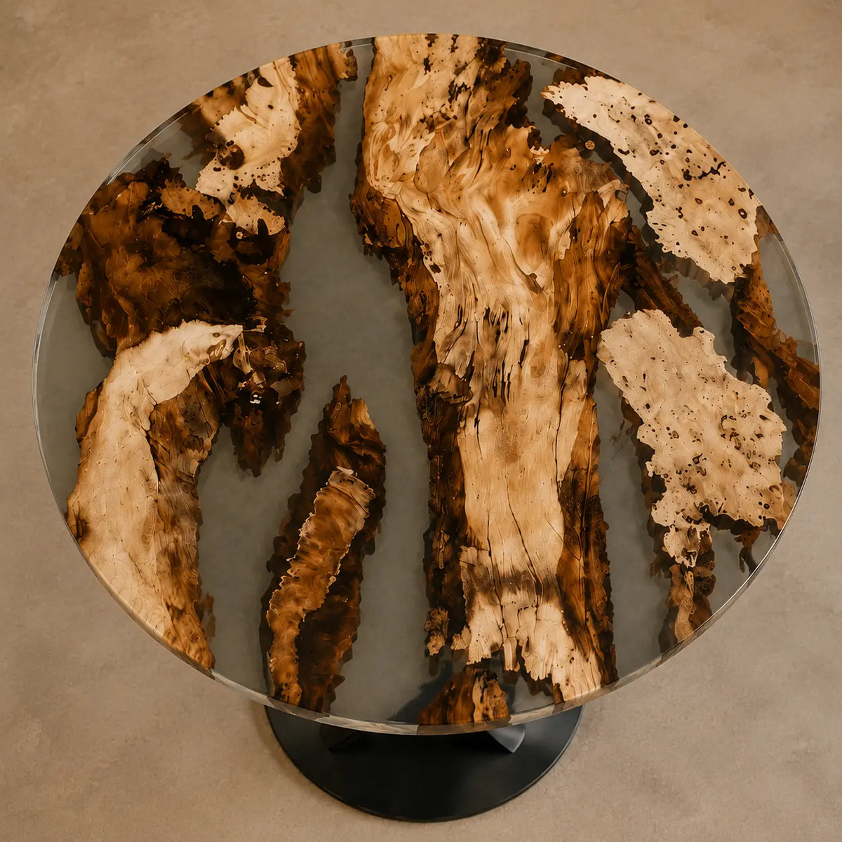 Mist Archipelago Epoxy Poplar Round Dining Table RT43
