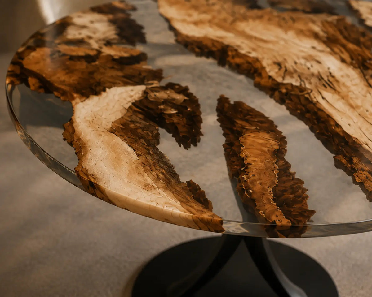 Mist Archipelago Epoxy Poplar Round Dining Table RT43