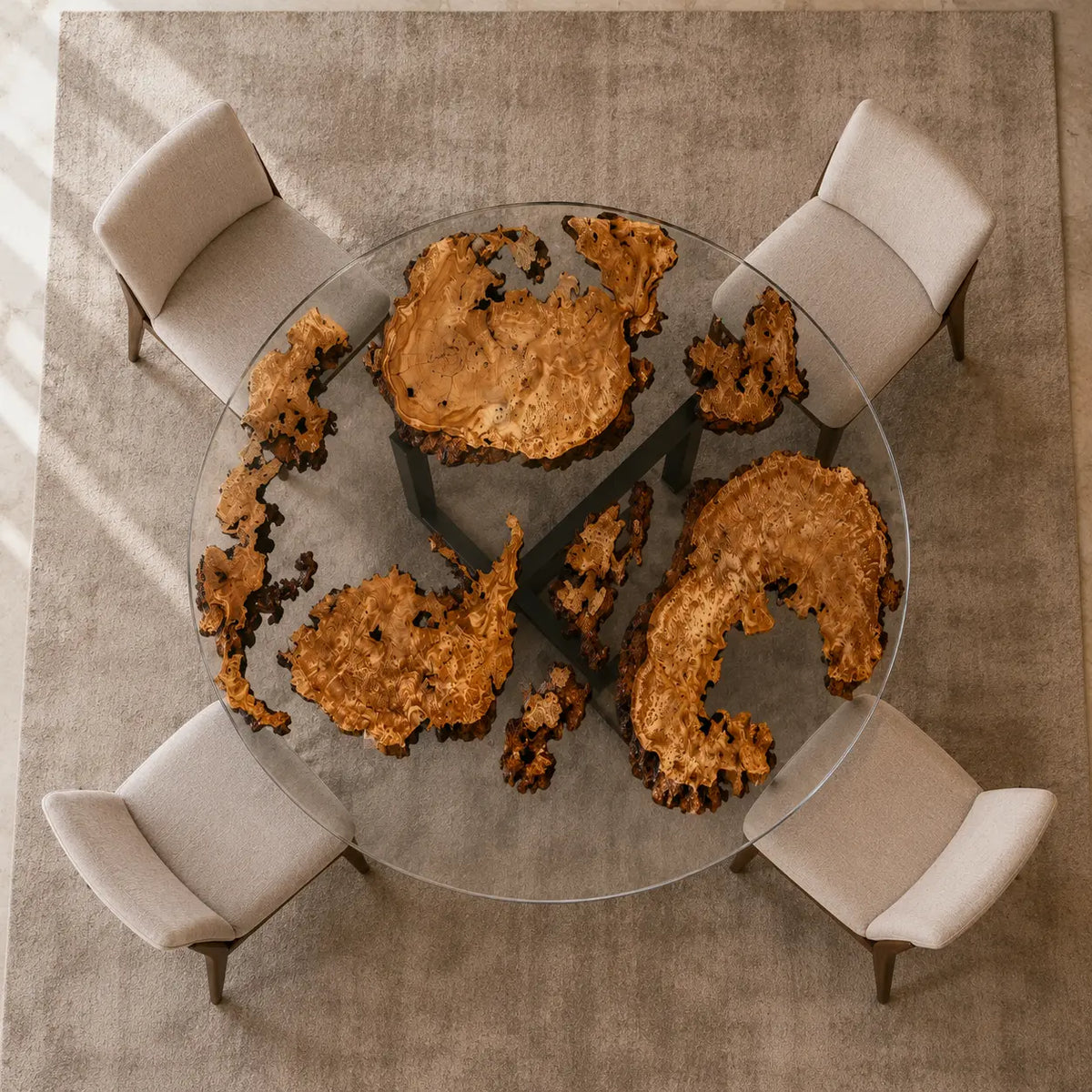 Olive Atlas Clear Epoxy Olive Wood Round Dining Table – RT45