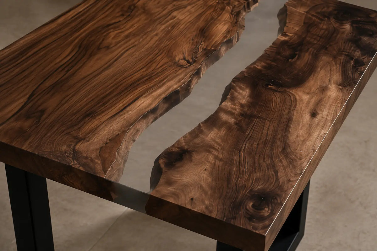 Crystal Rift Crystal Clear Epoxy River Walnut Side & End Table SET25