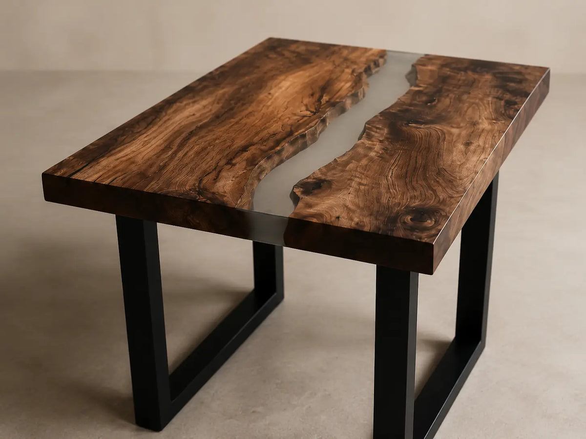 Crystal Rift Crystal Clear Epoxy River Walnut Side & End Table SET25