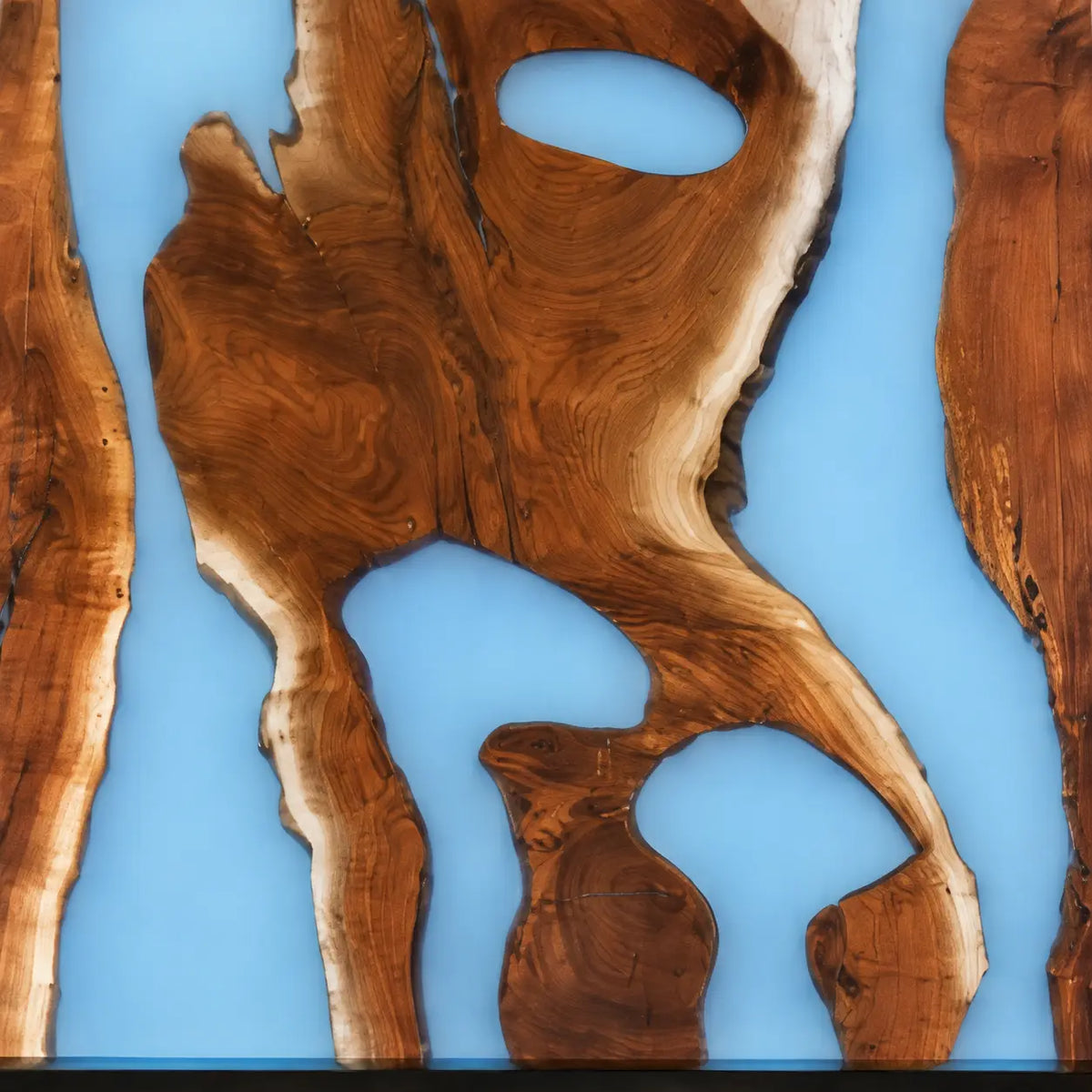 Obsidian Pool smoky black epoxy river walnut side and end table SET28