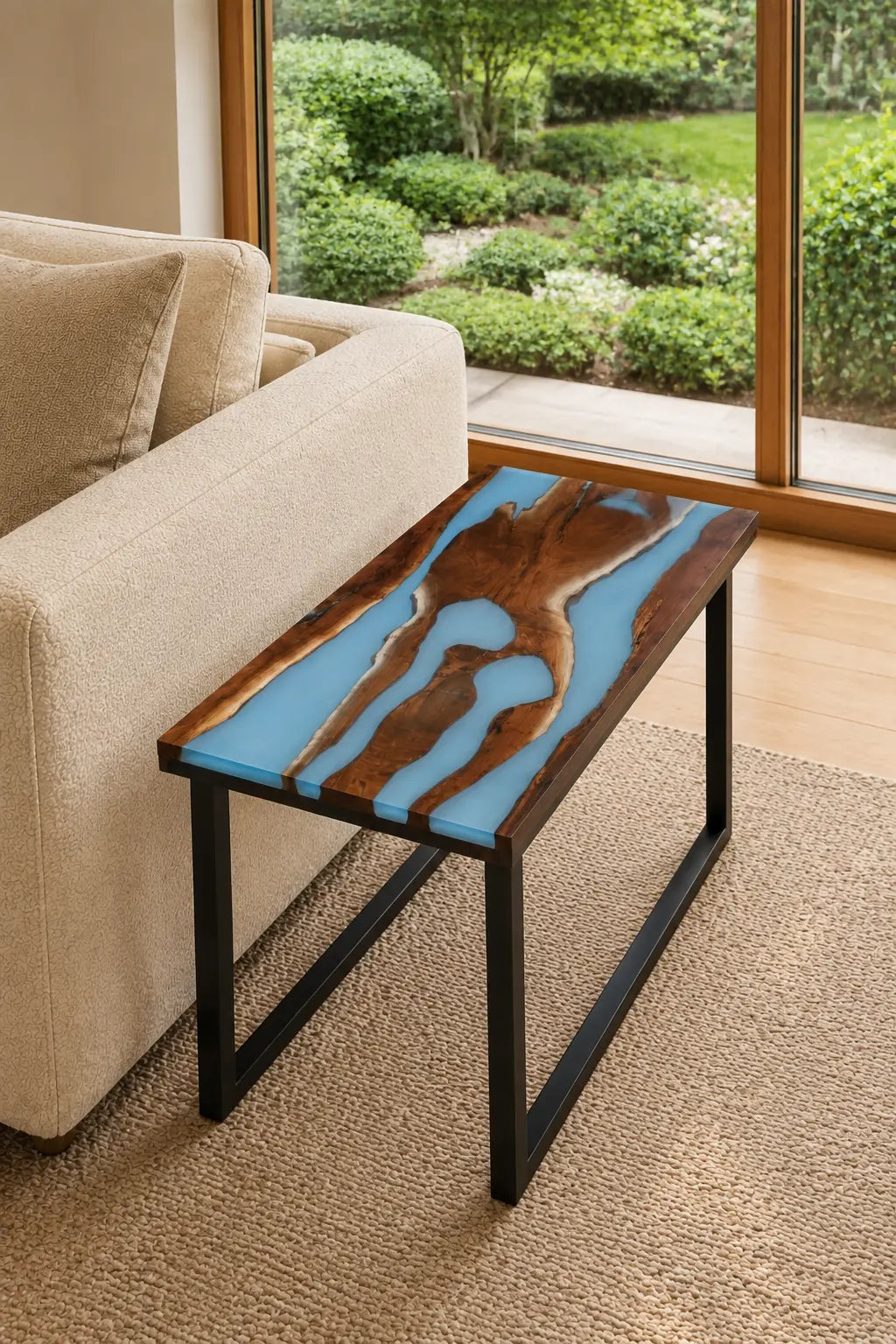 Obsidian Pool Smoky Black Epoxy River Walnut Side & End Table SET28