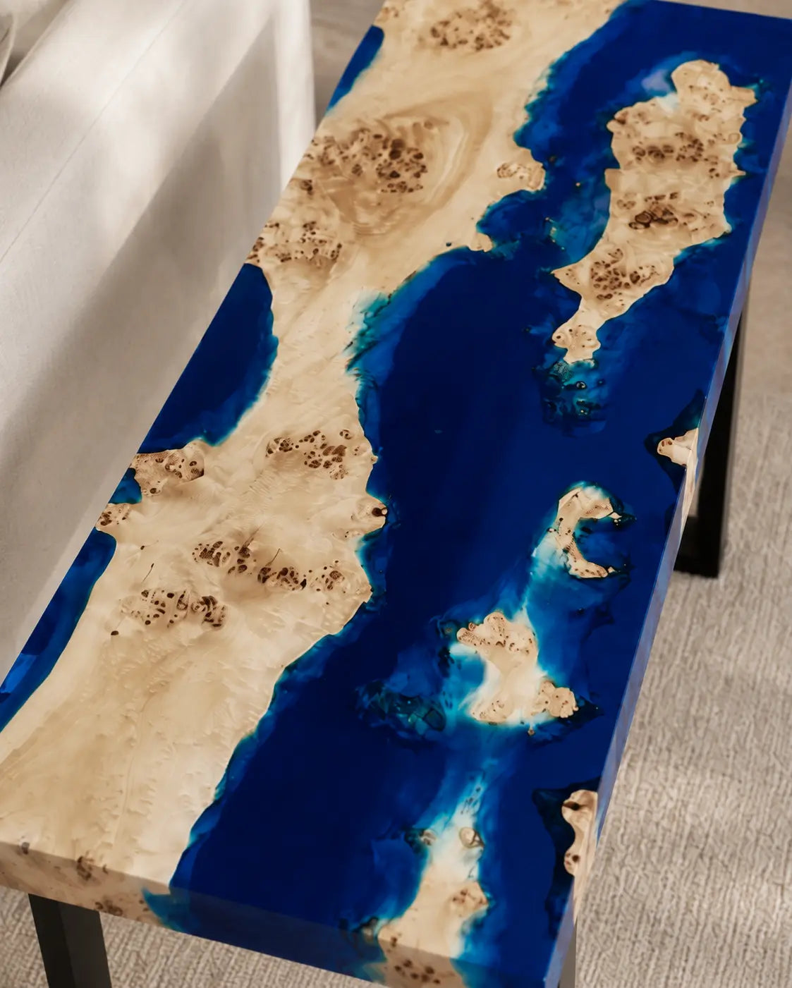 Cobalt Archipelago Cobalt Blue & Turquoise Epoxy River Poplar Side & End Table SET40
